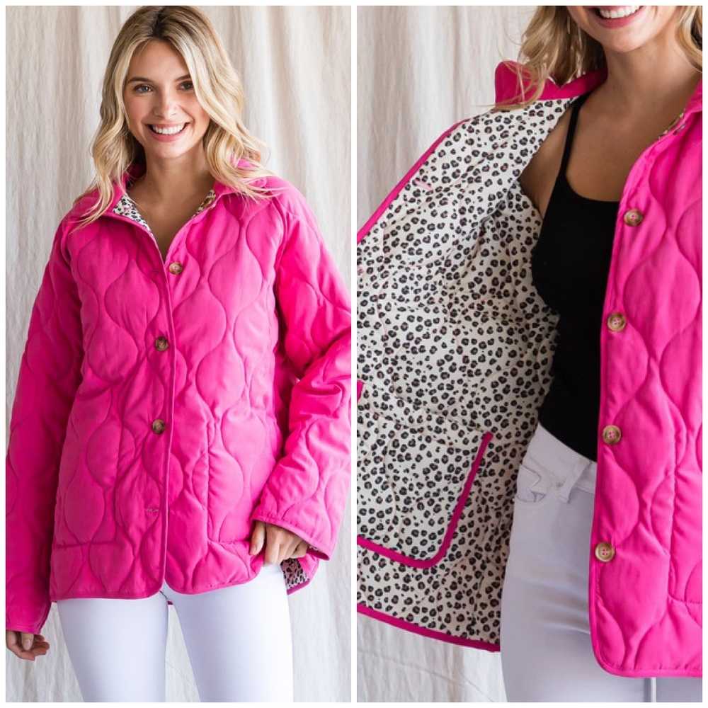JODIFL Hot Pink Reversible Quilted Jacket - Picture 2 of 6